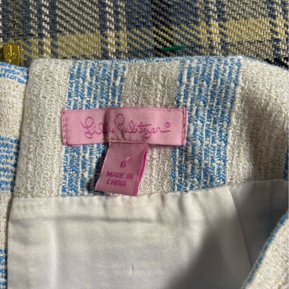 NWT Lilly Pulitzer Hyacinth Skirt Flutter Blue Lurex Boucle Stripe - Picture 7 of 8
